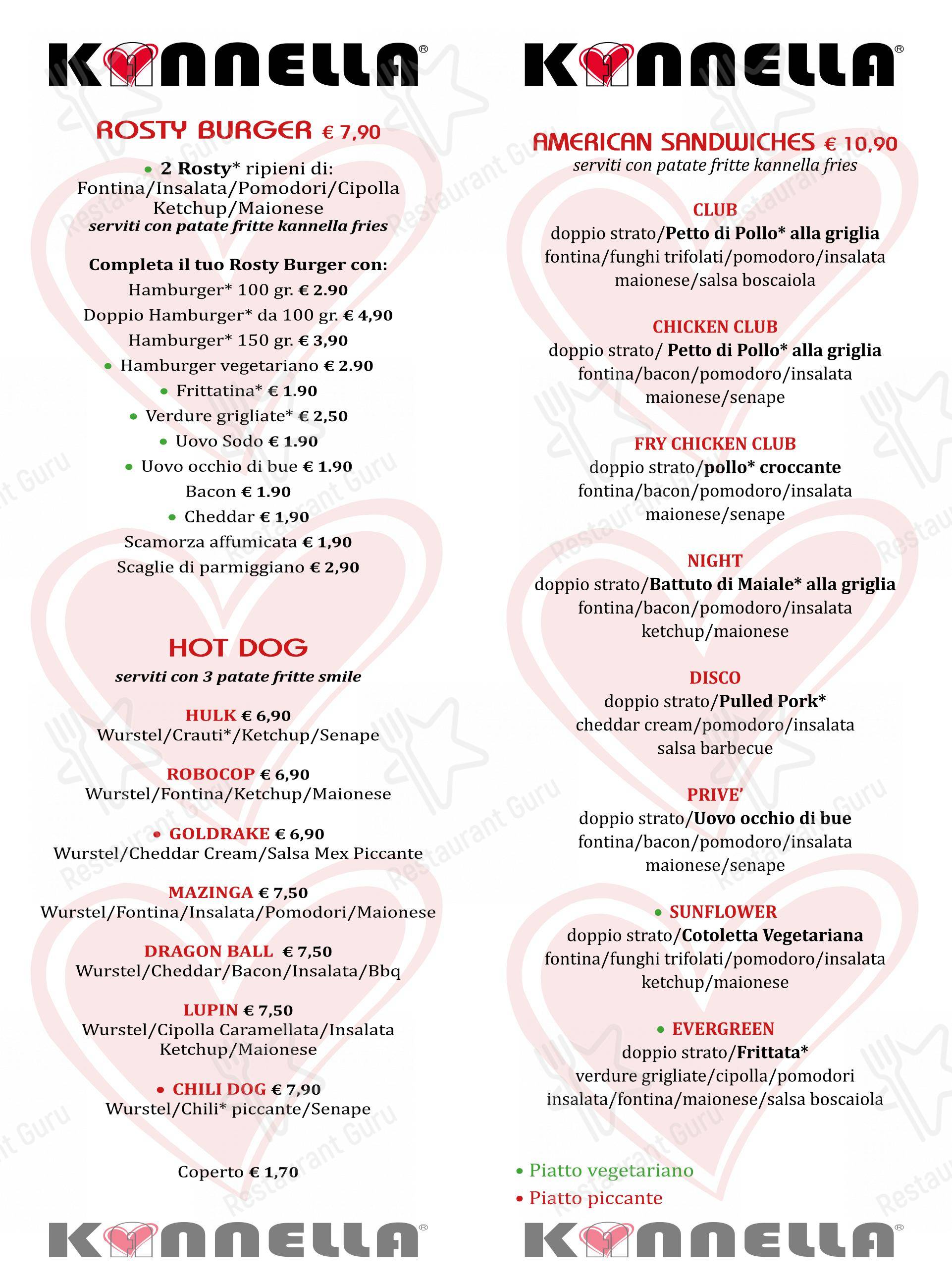 Menu per Kannella in Carpi