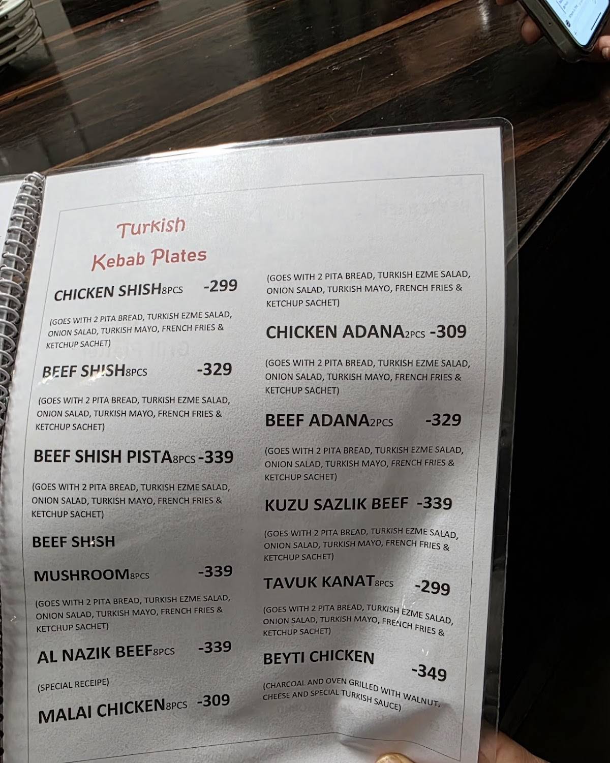 Turkwise - Turkish Restaurant & Cafe menu