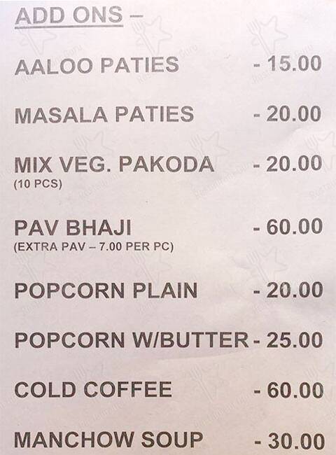Kapoor’s Kitchen menu