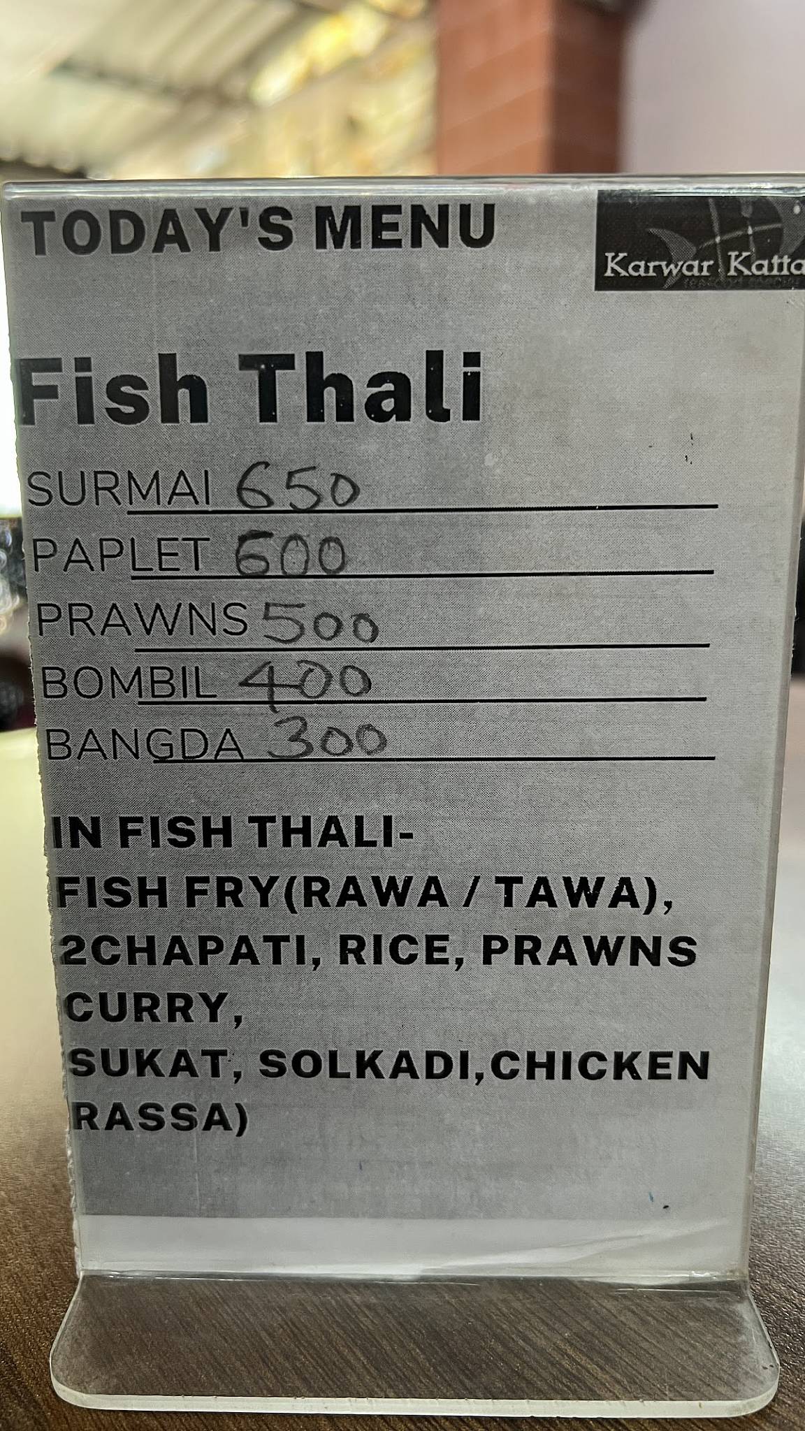 Karwar Katta-Sea food menu