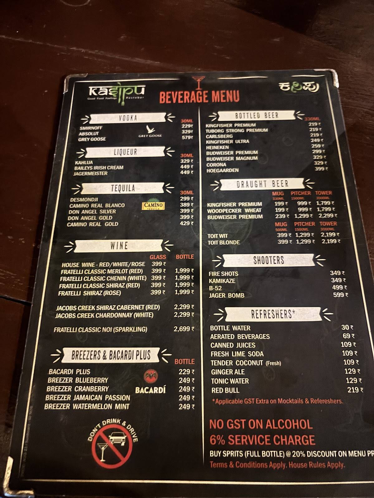 Kasipu Resto-Bar menu