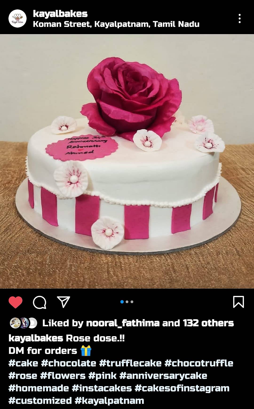 Kayal Bakes menu