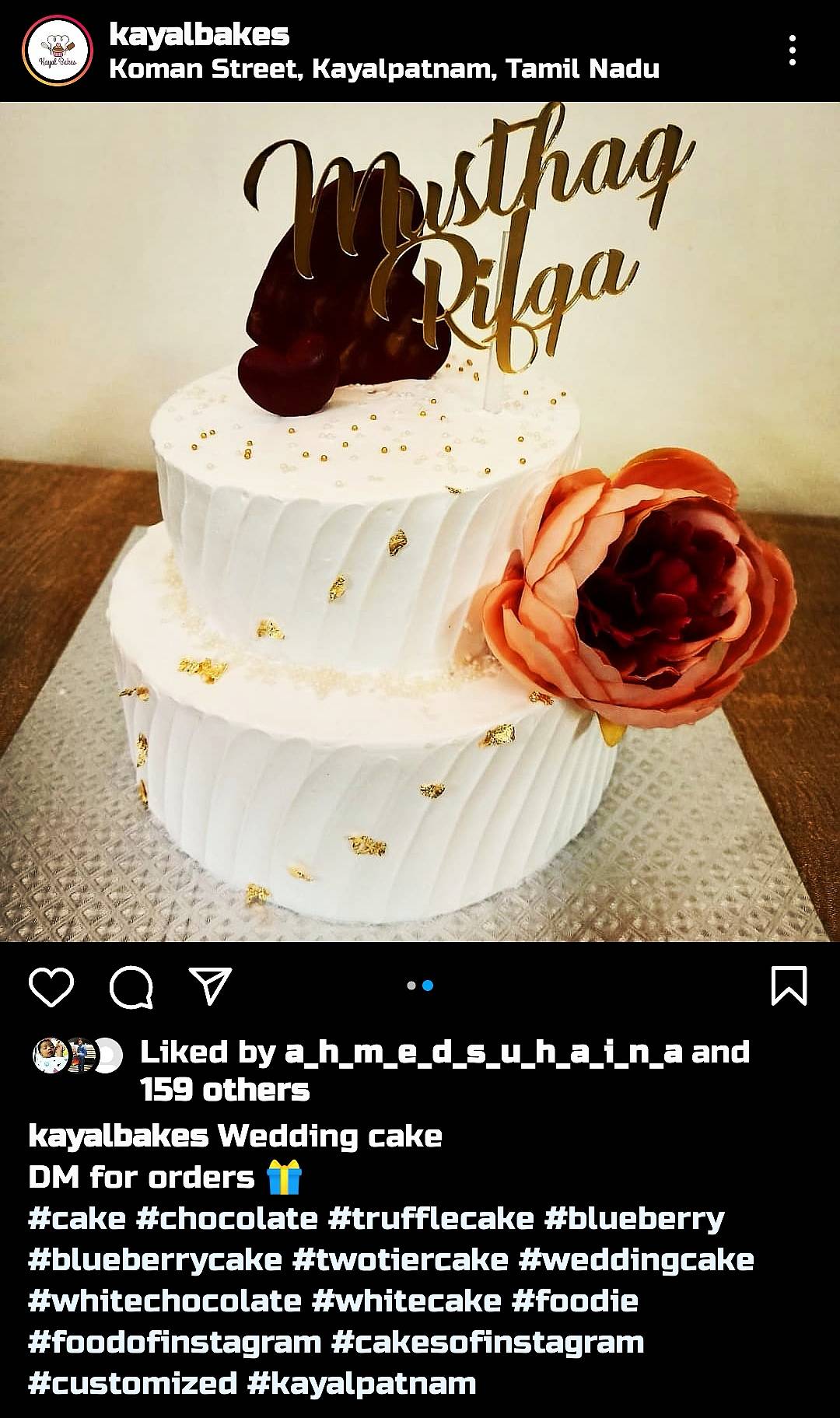 Kayal Bakes menu