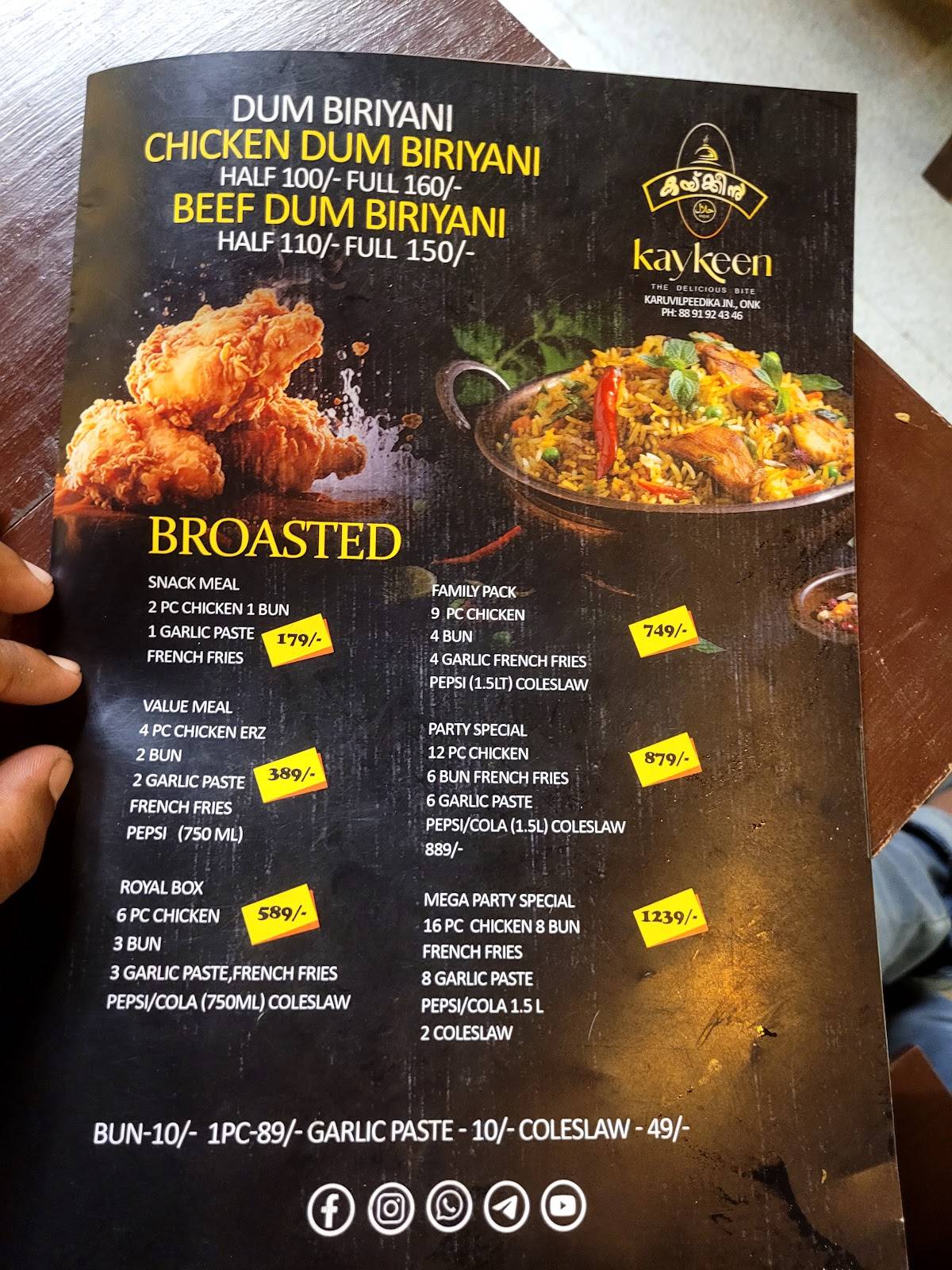 Kaykeen menu