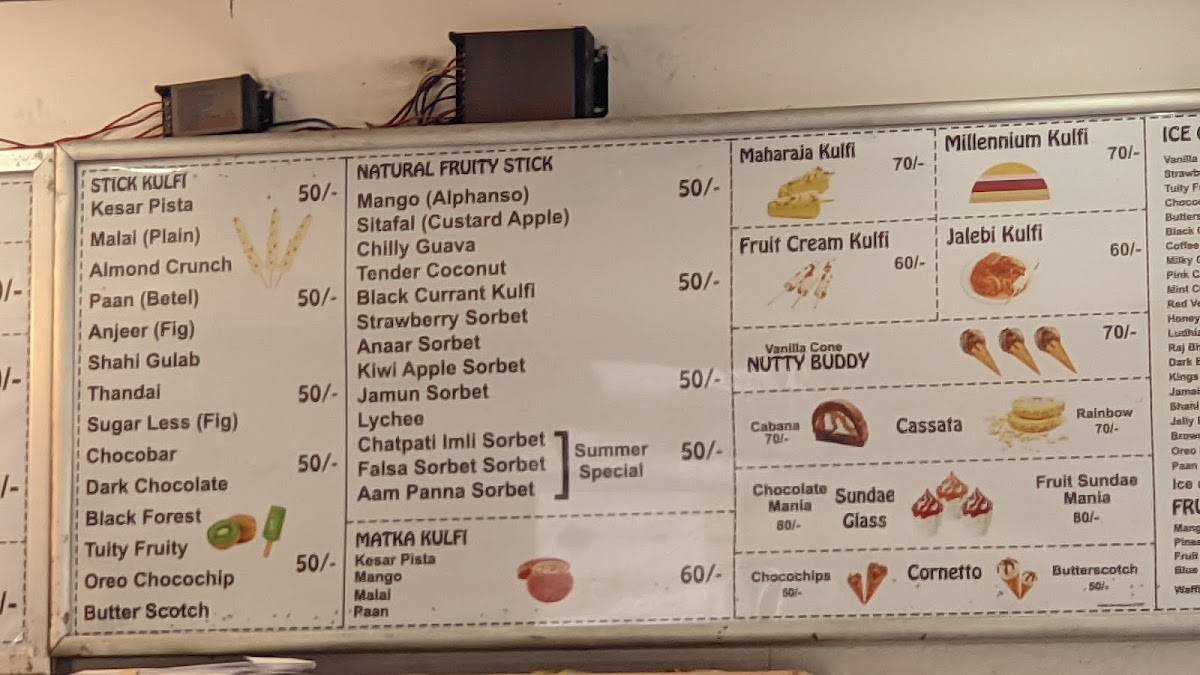 Kings Kulfi menu