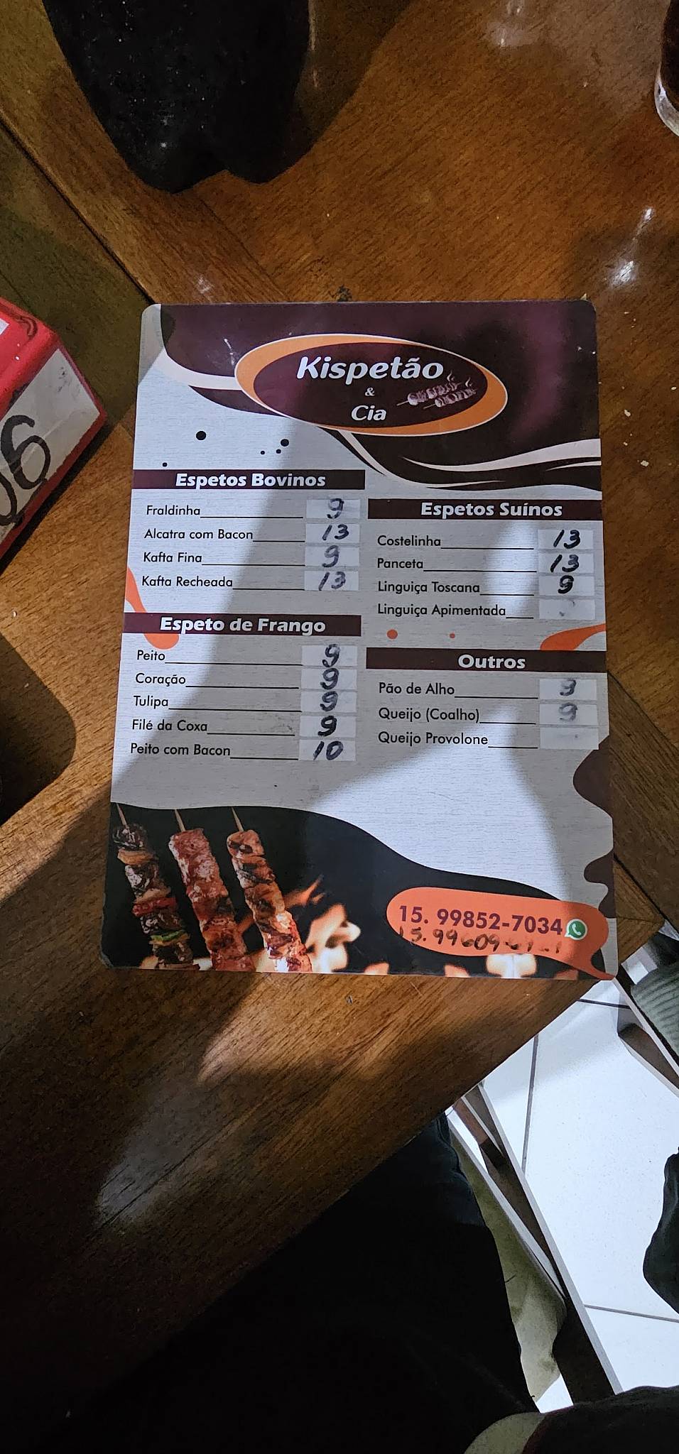 Kispetão e Cia cardápio