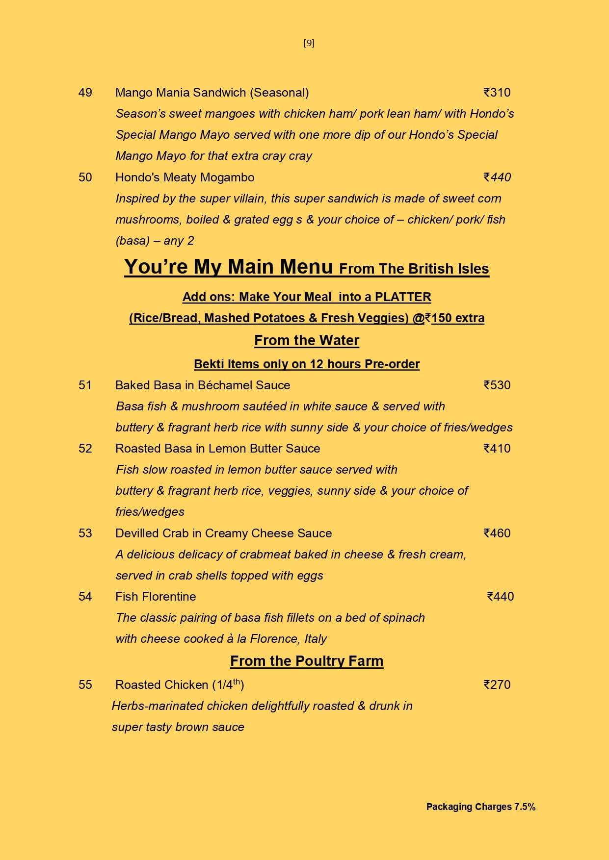 Hondo's #2 menu
