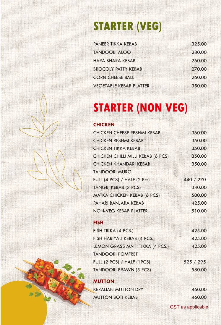 The Rose (Kankurgachi) menu