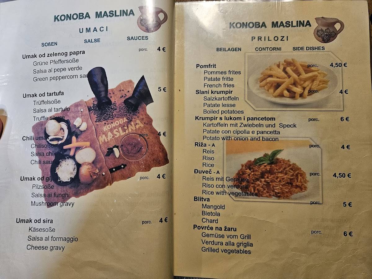 Menu di Konoba Maslina Punat 