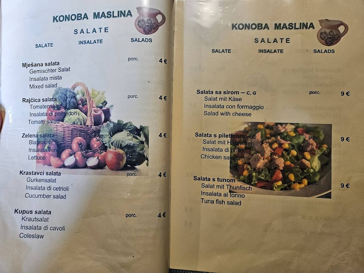 Menu di Konoba Maslina Punat 