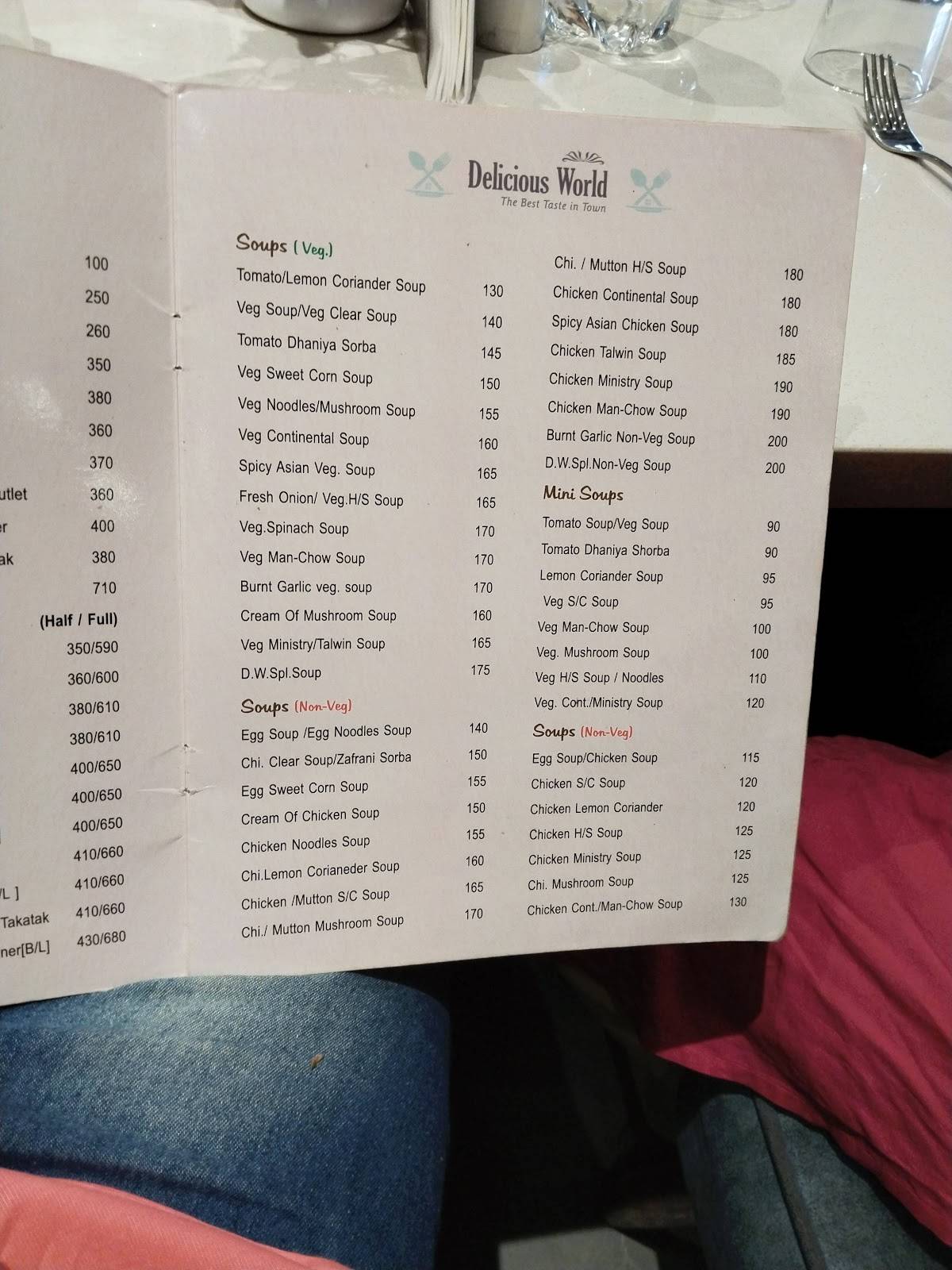 Delicious World menu