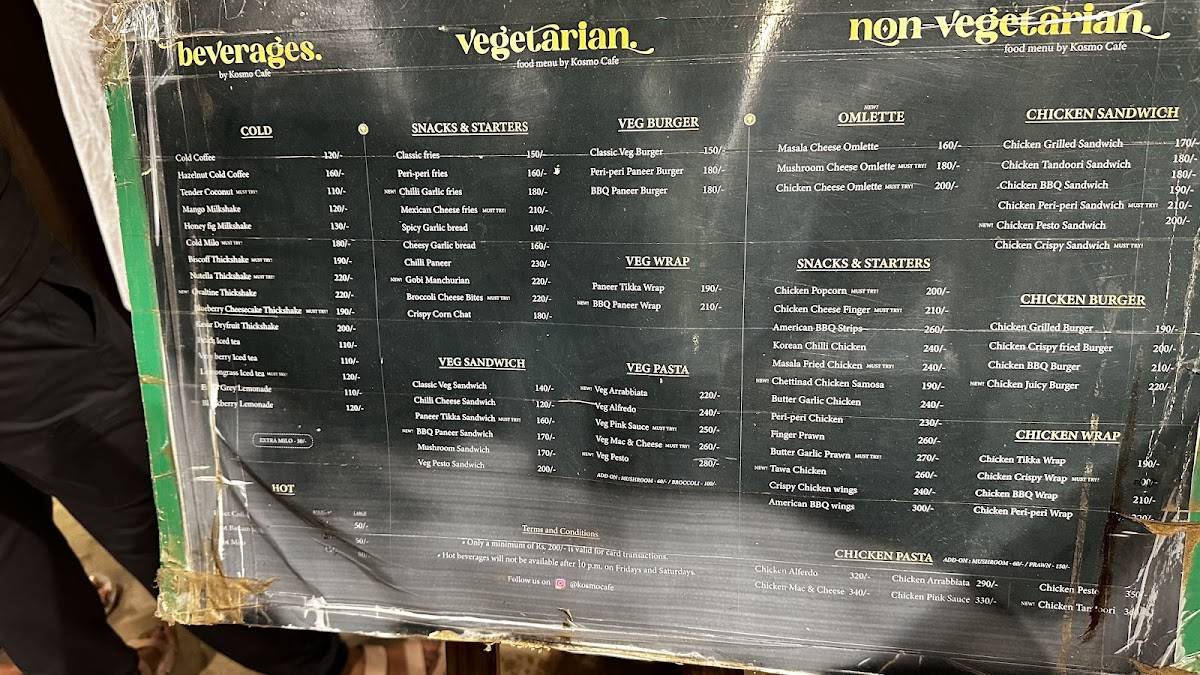Kosmo cafe menu