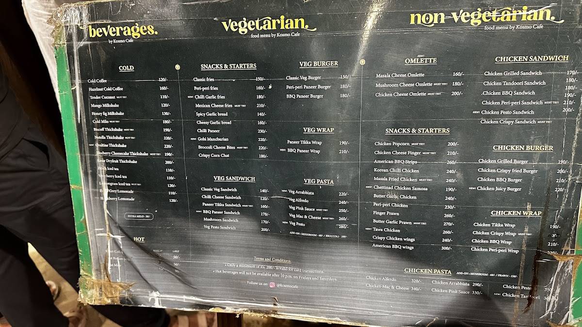 Kosmo cafe menu