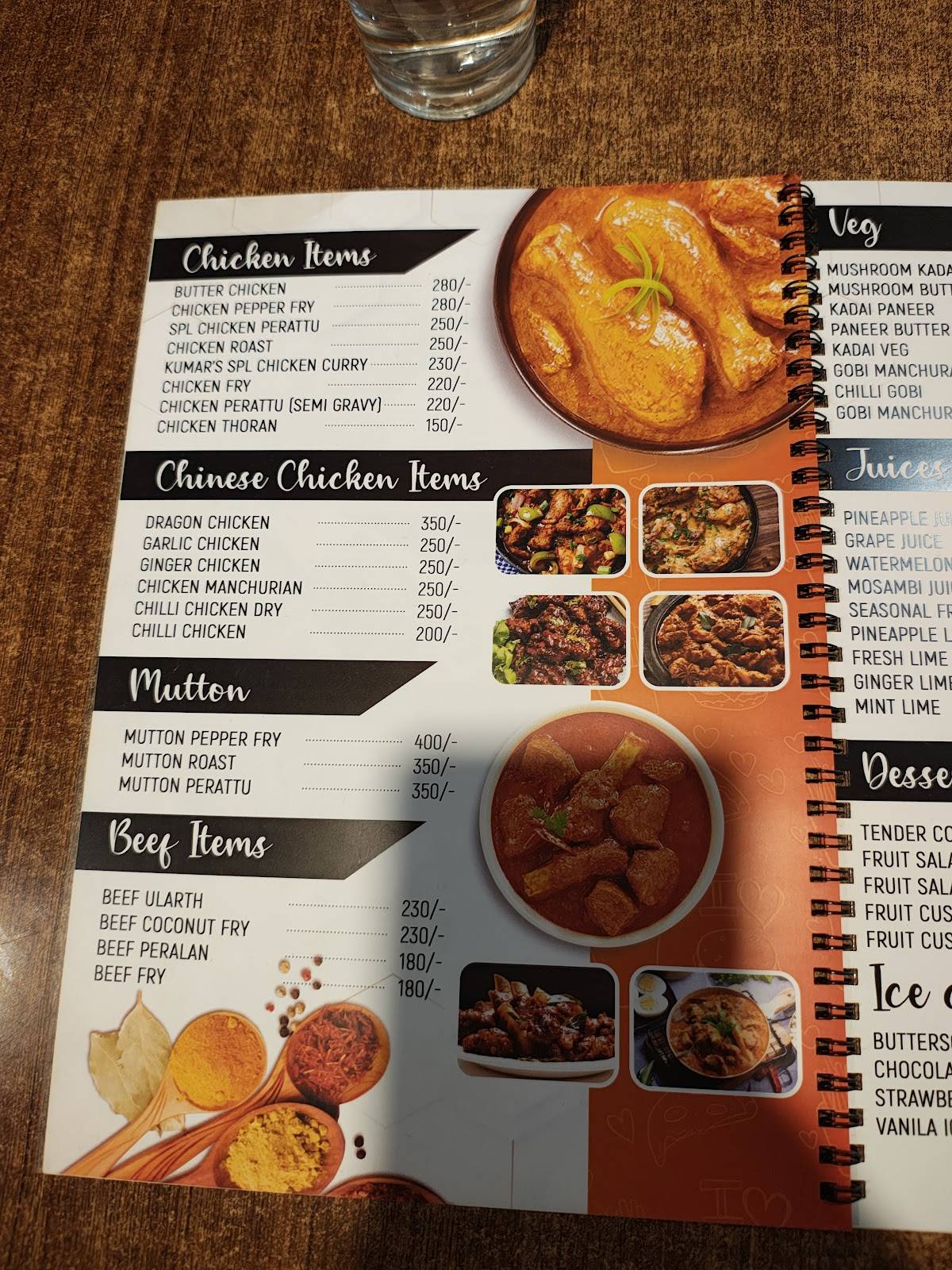 Kumar Cafe menu