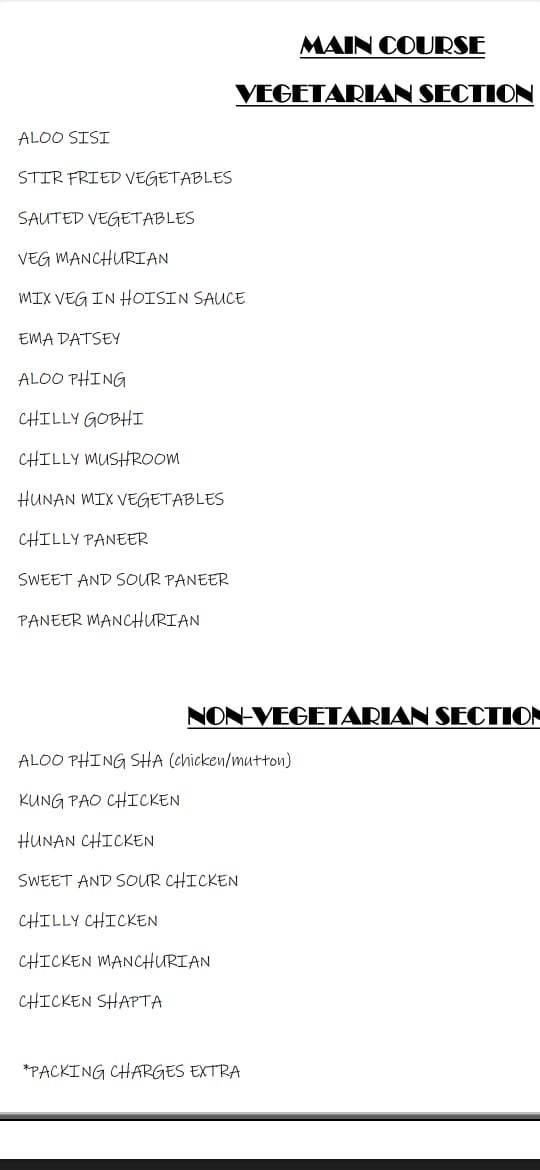 Kyaroo House menu