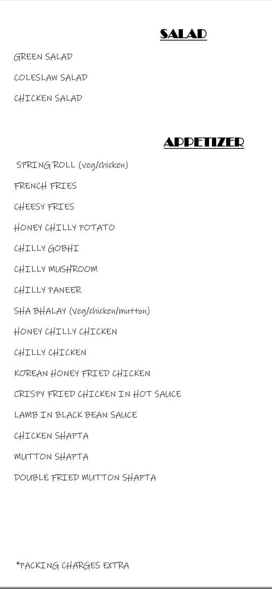 Kyaroo House menu