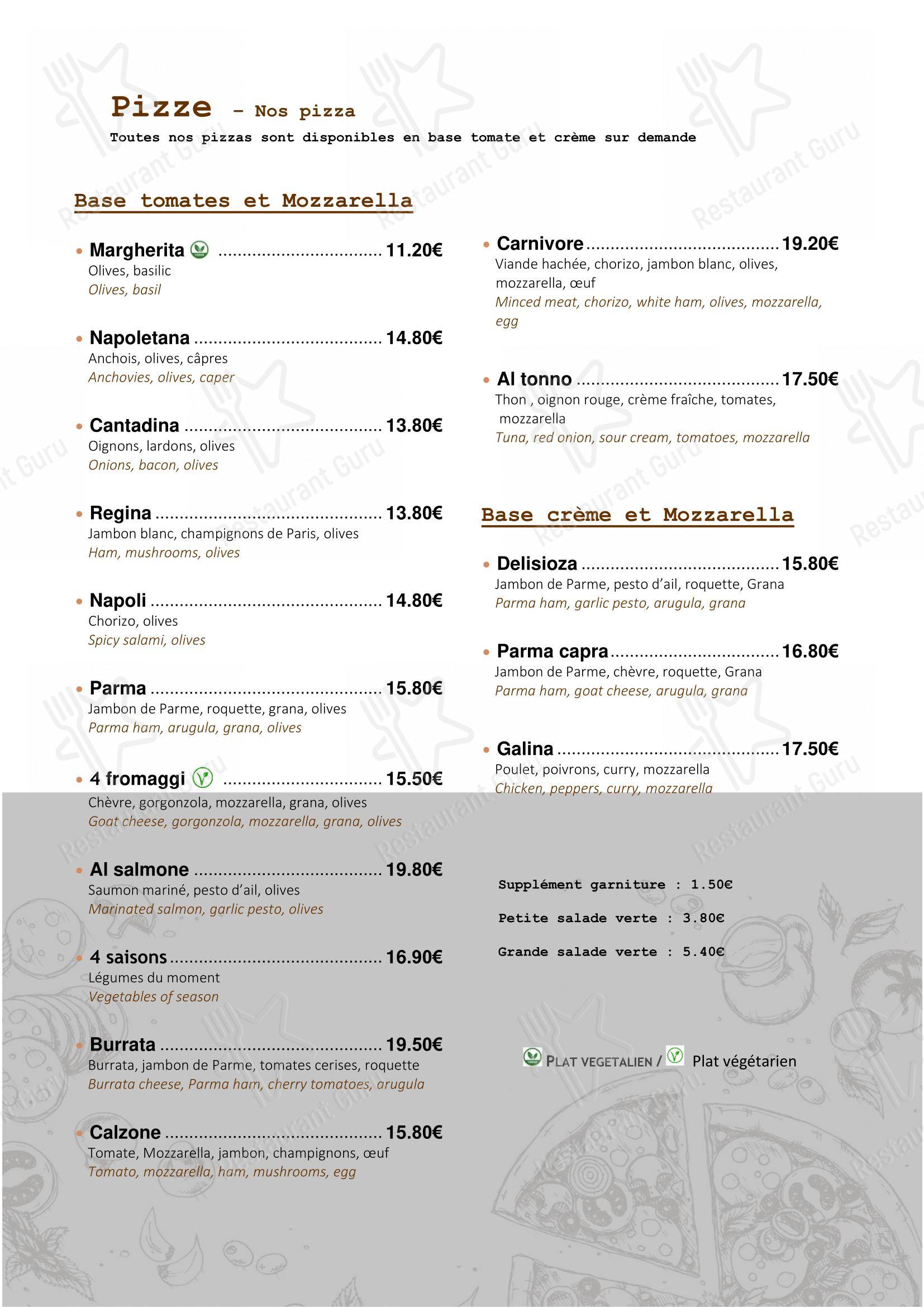 Menu bar pour L'Auberge & Trattoria du Ried dans Erstein