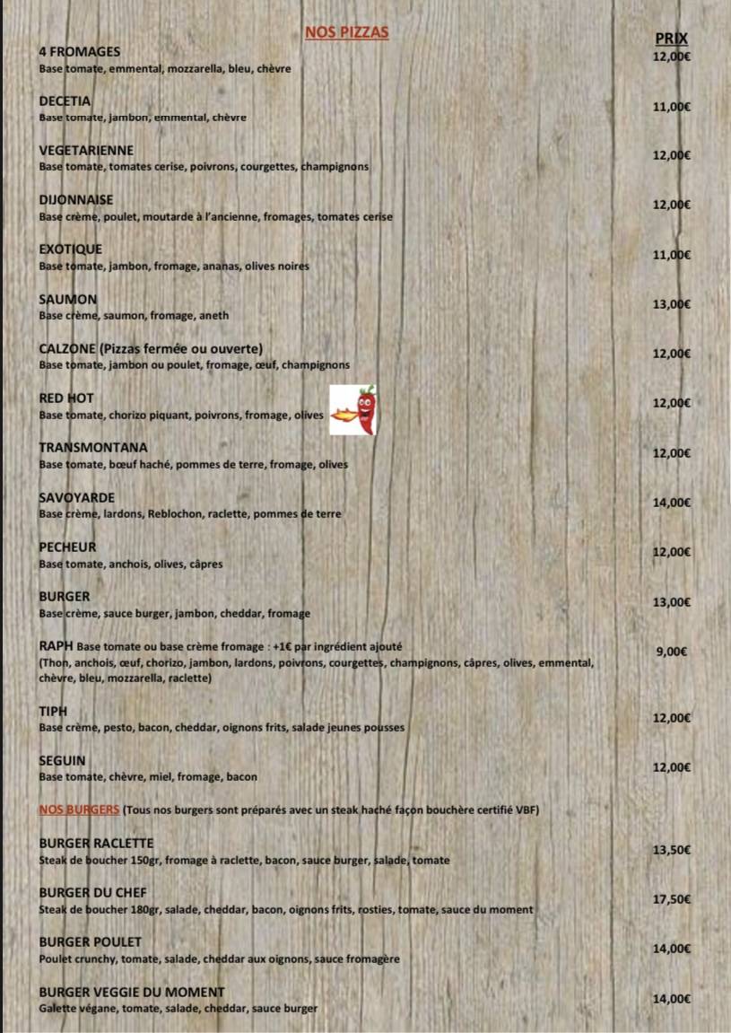 Menu de LE DECETIA