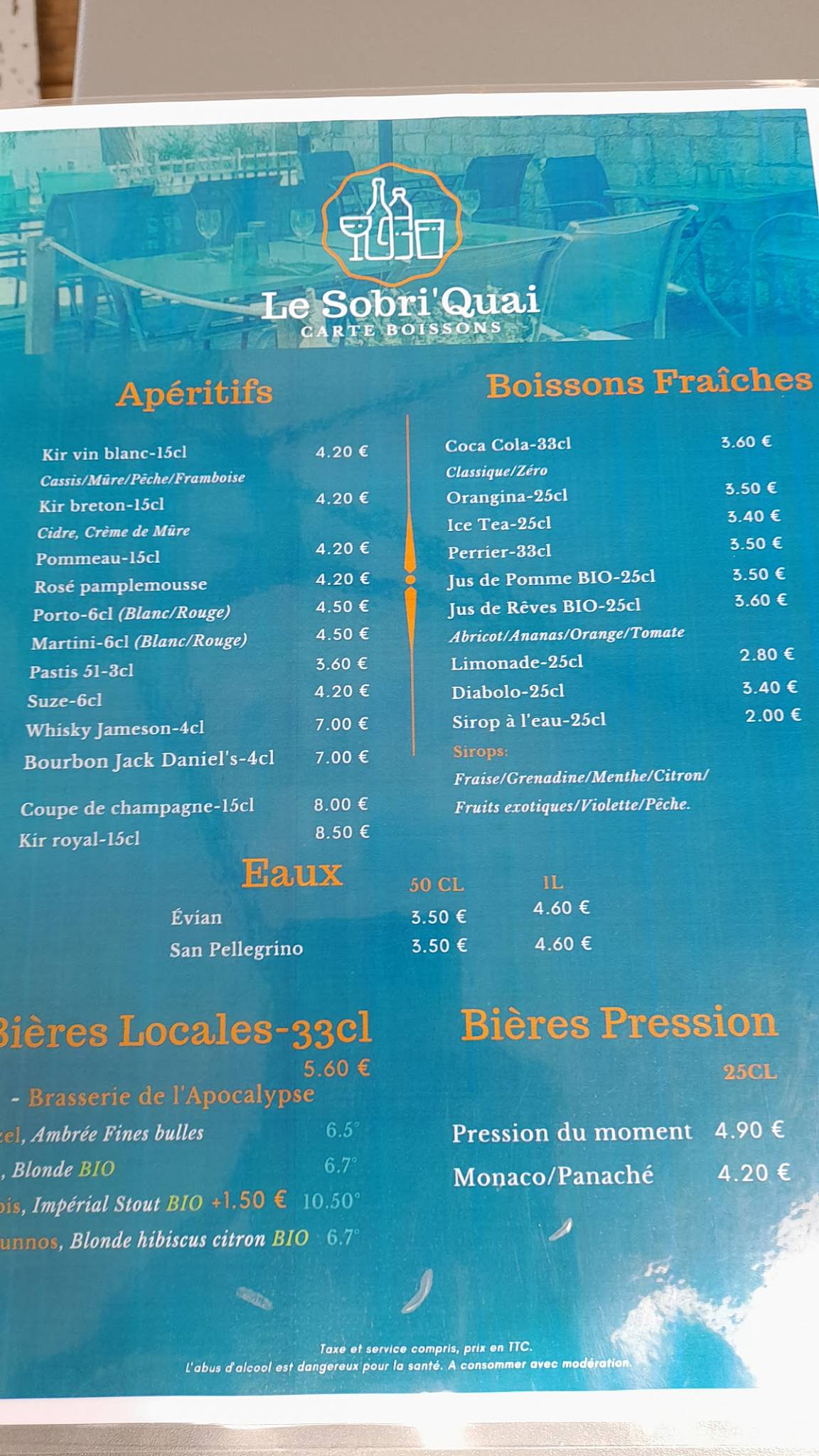 Menu au LE SOBRI