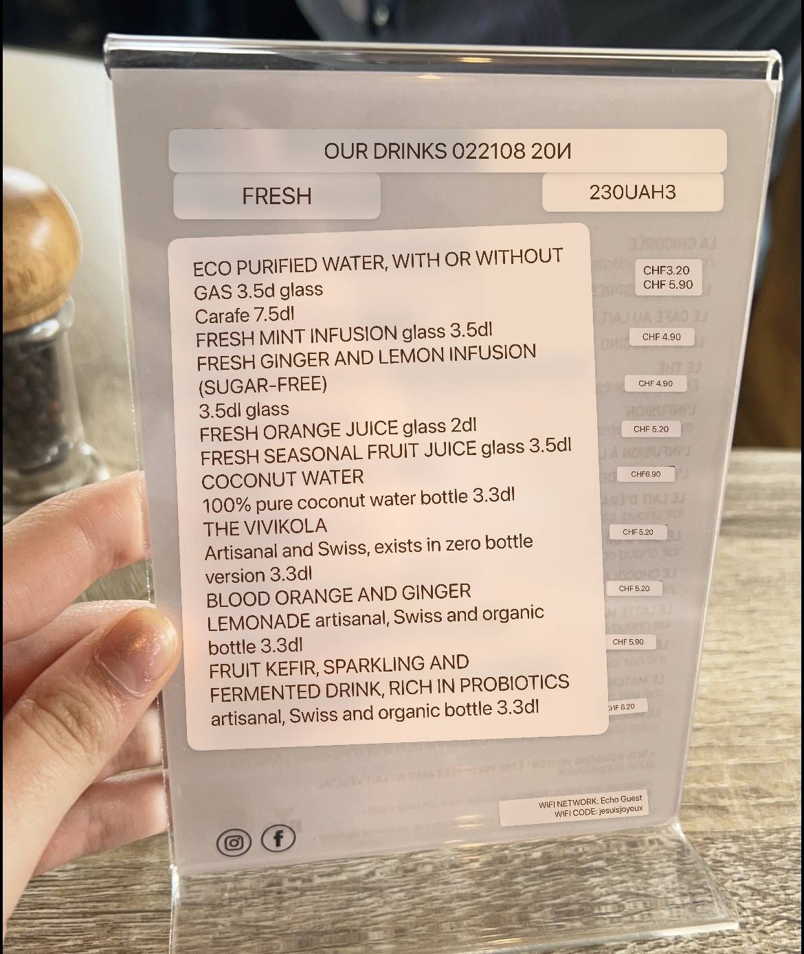 Menu di L'Echo 
