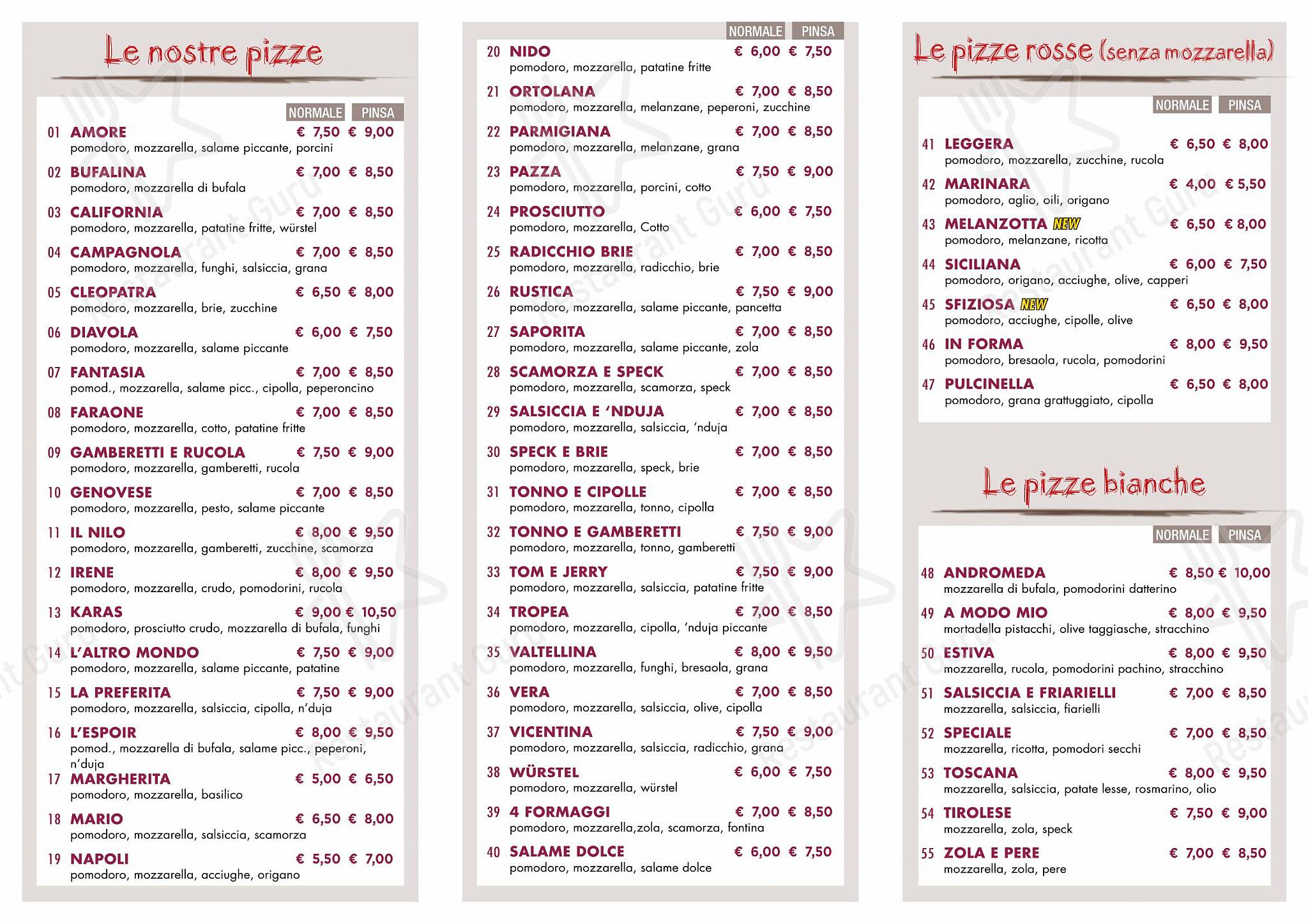 Menu di L'Espoir Lacchiarella 