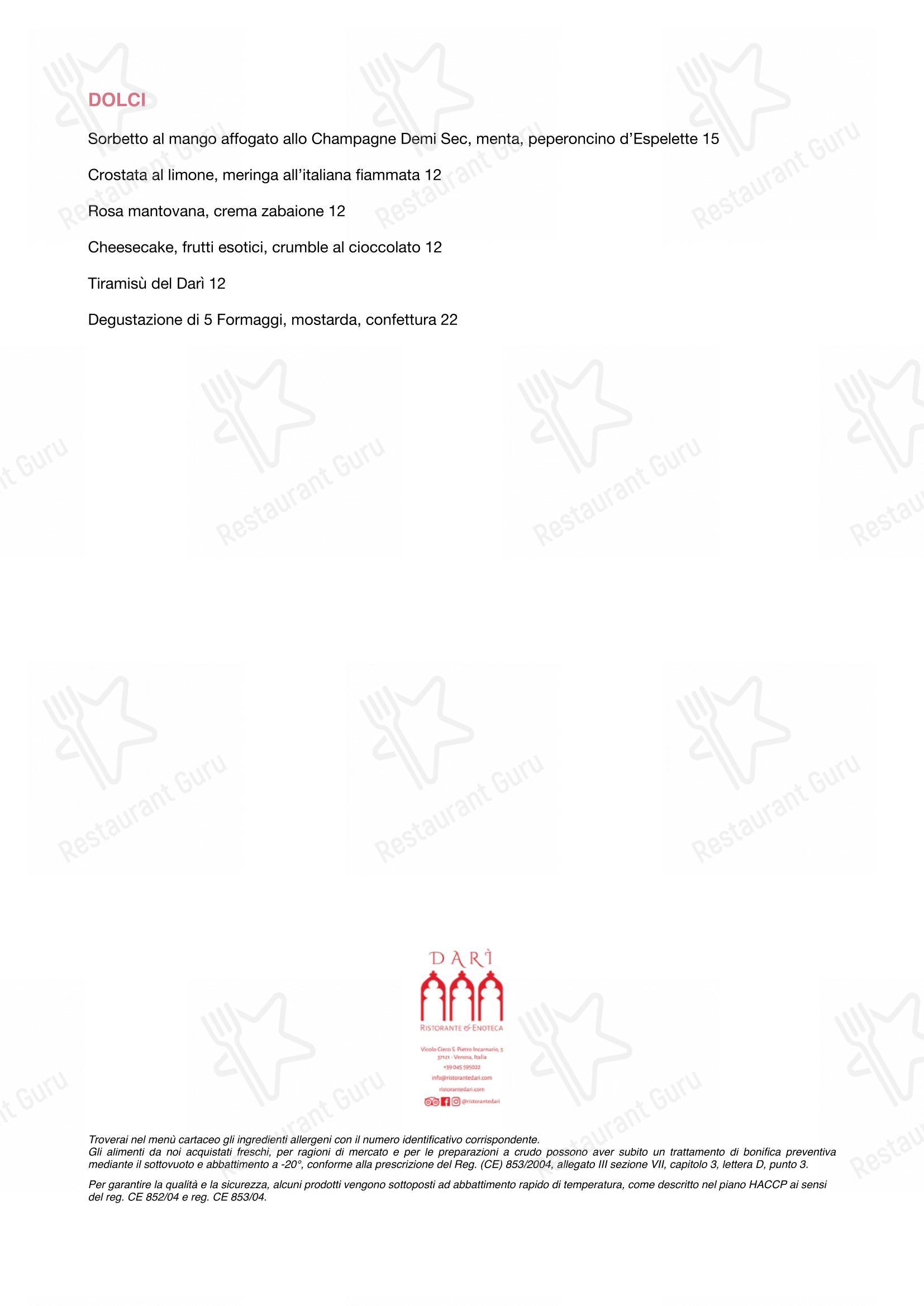 菜单 per L'Evangelista Ristorante & Enoteca in Verona