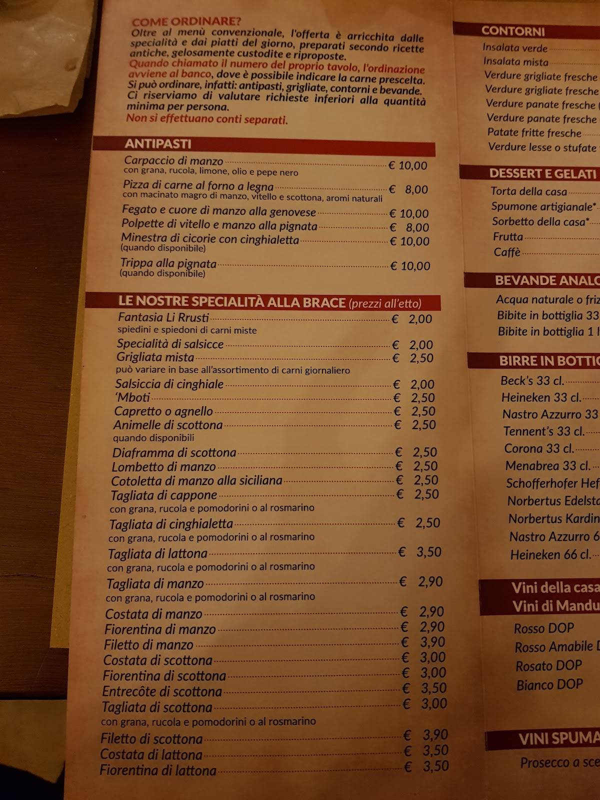 Menu de LI Rrusti