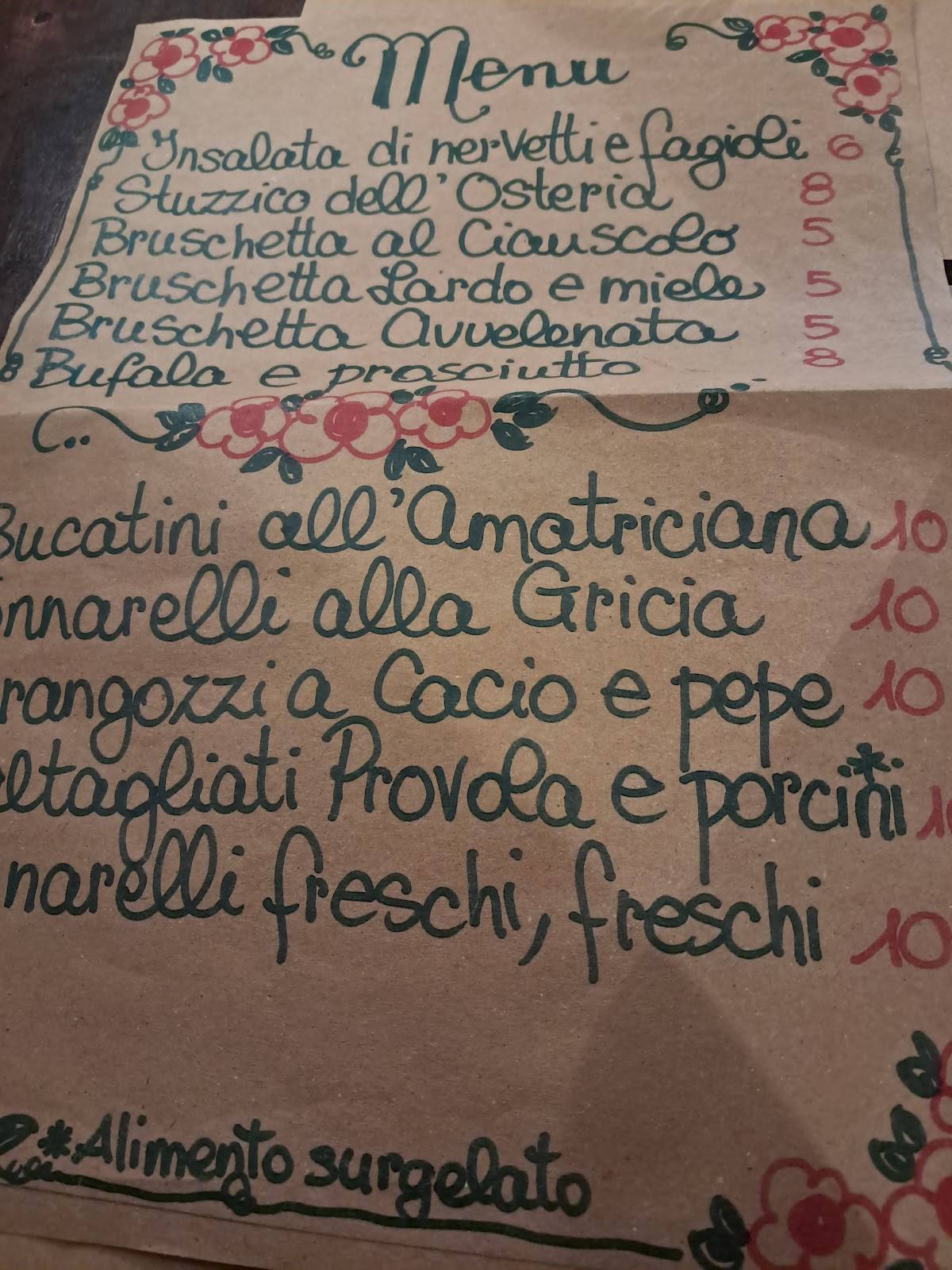 Menu di L'Osteria delle Tre Sorelle 
