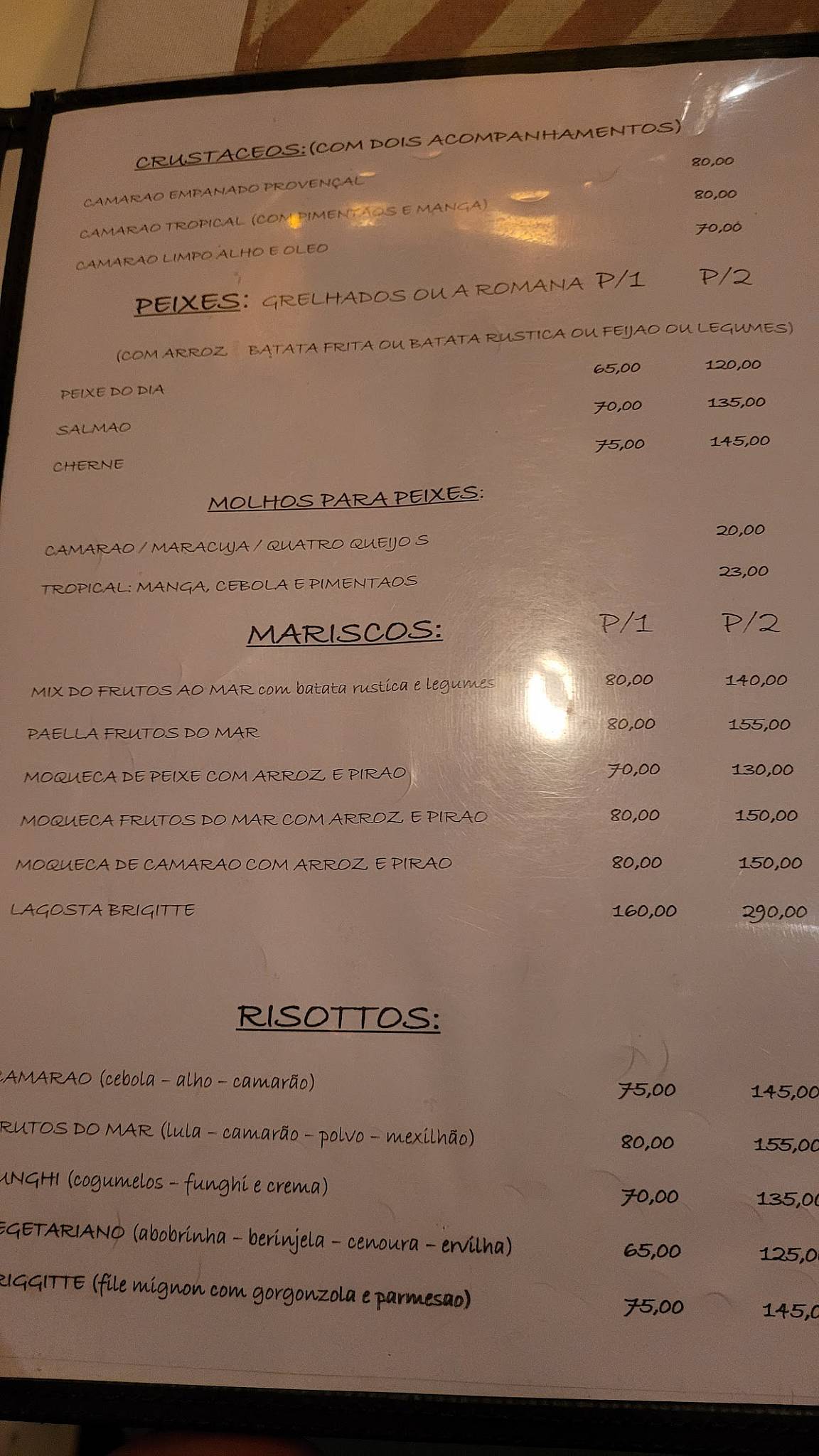 Carta de La Bardot Restaurant e churrasqueira, Búzios