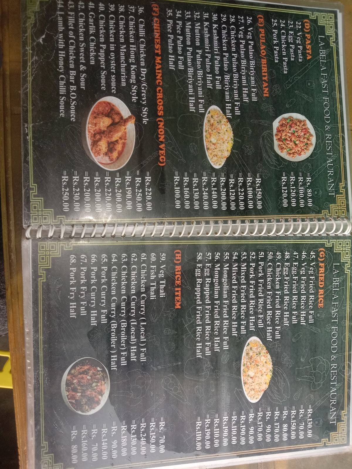 La Bela menu