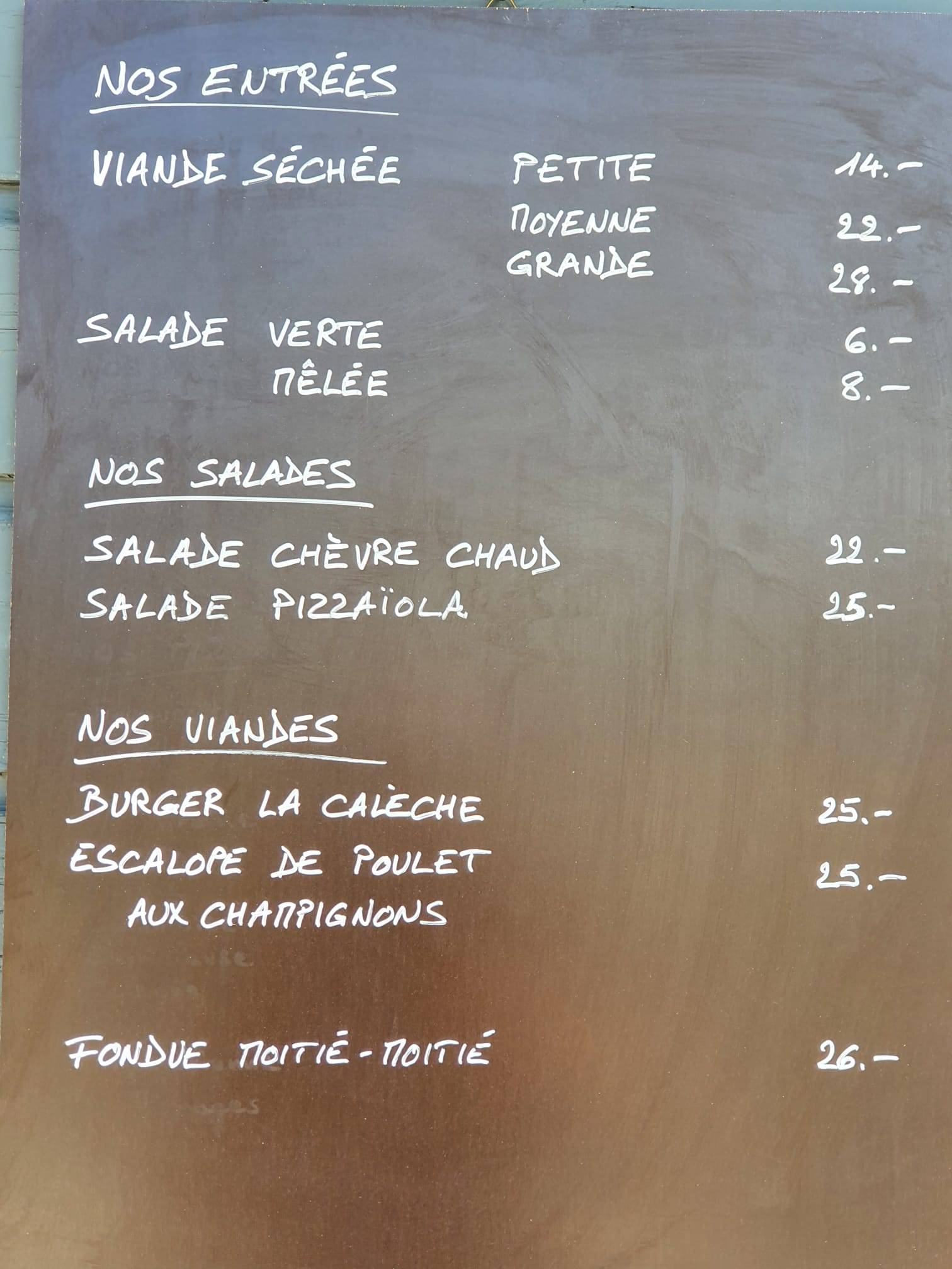 Menu di La Calèche Restaurant du Manège de la Pallanterie 