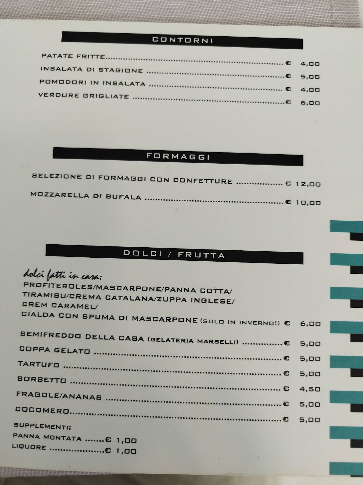 Menu di La Cappa Ristorante e Pizzeria 