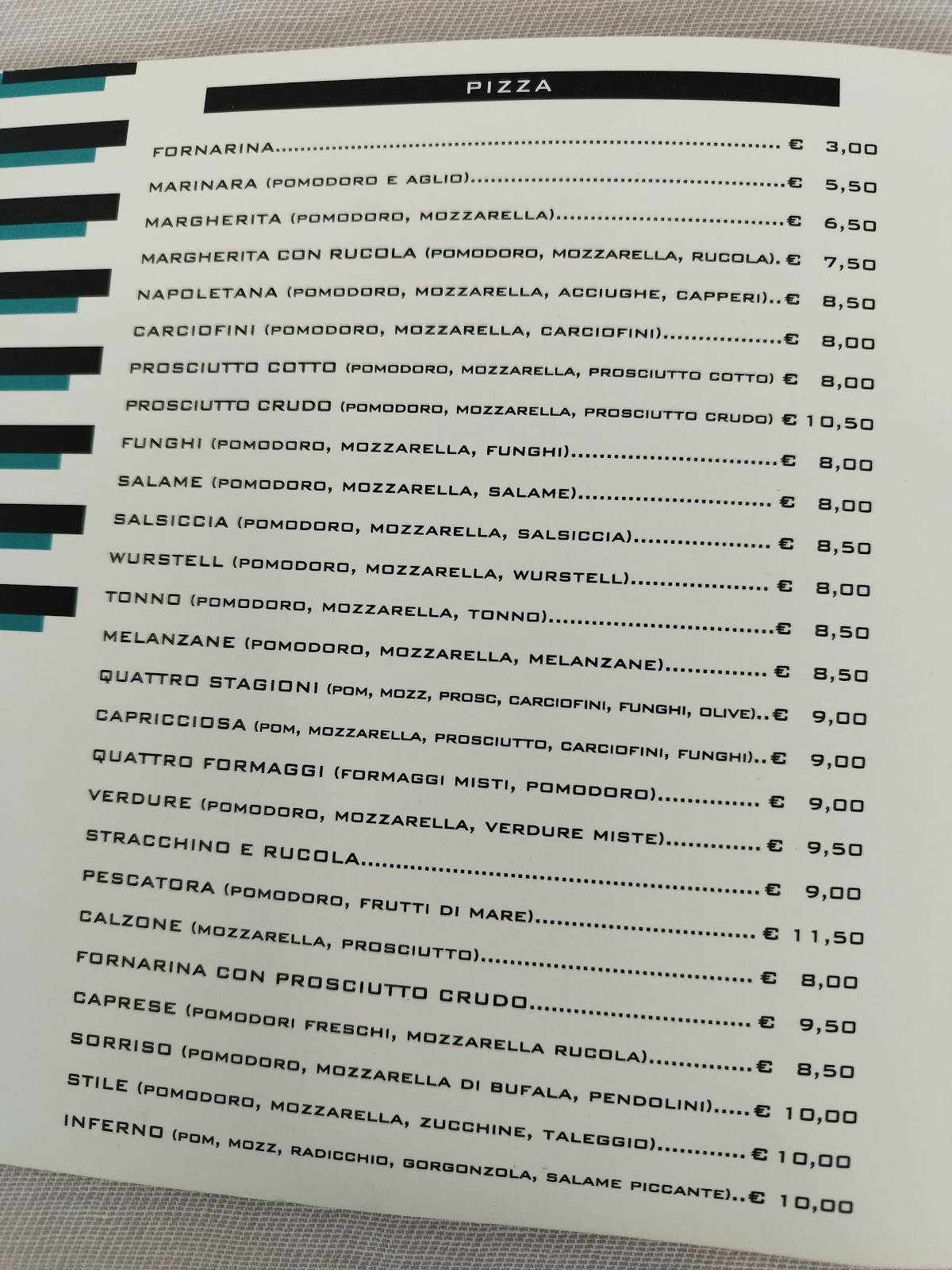 Menu di La Cappa Ristorante e Pizzeria 