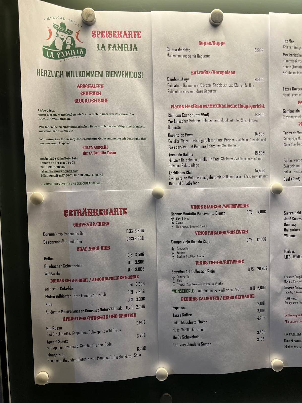 Bärlin Döner Landau Speisekarte Speisekarte von La Familia Mexican Grill restaurant, Landau an der Isar