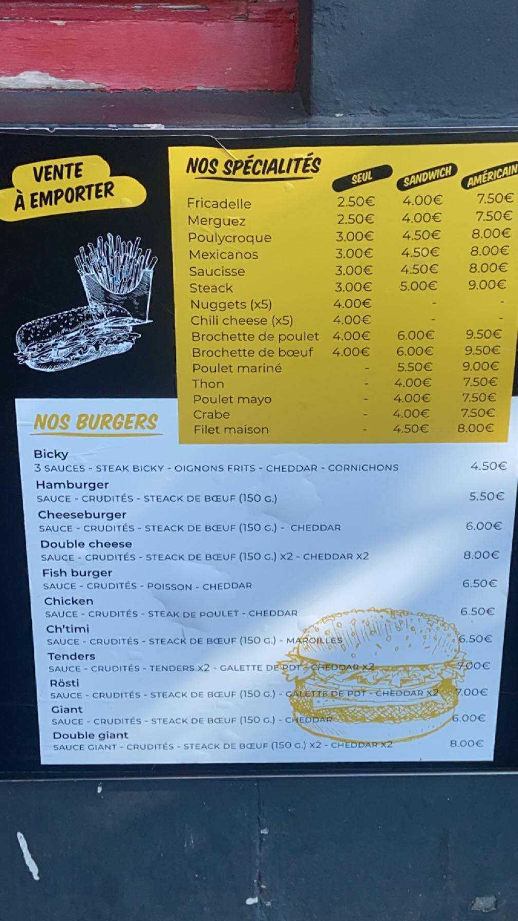 Menu de La Frite Fresh'