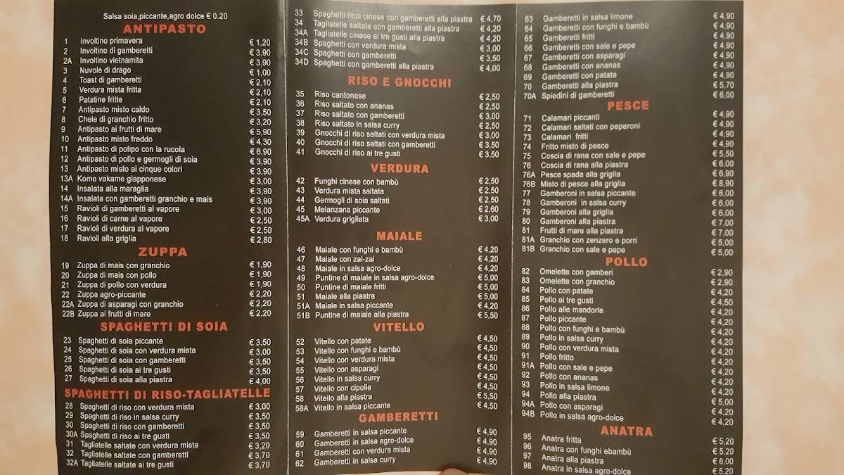 Menu di La Grande Muraglia 