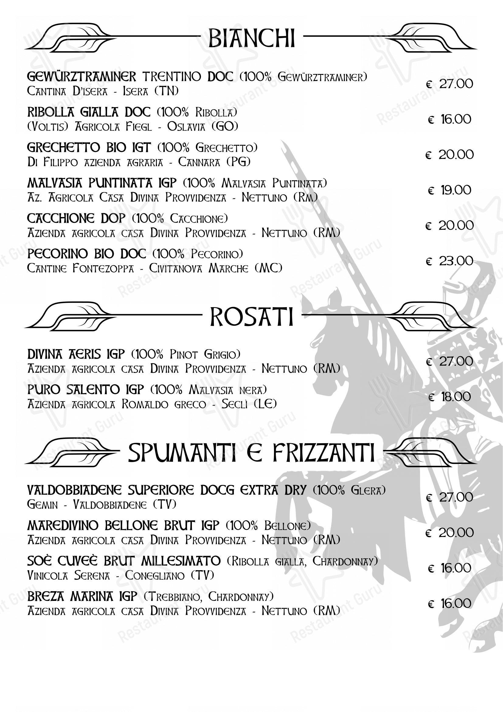 Menu per La Locanda Del Cavaliere in Roma