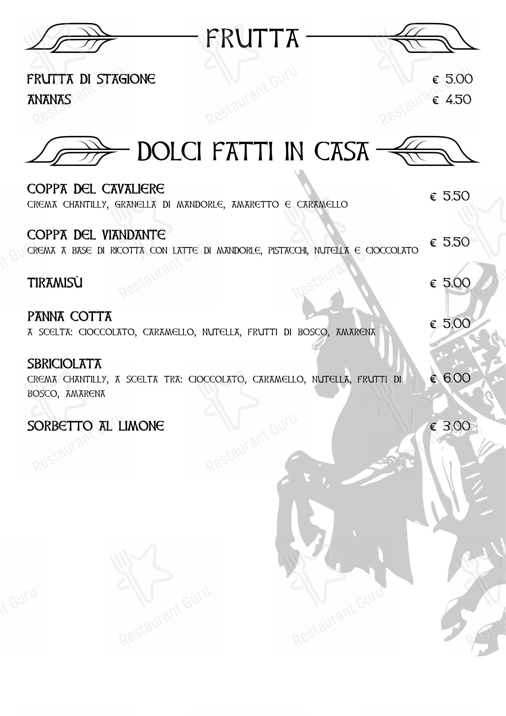 La Locanda Del Cavaliere in Roma - Menu