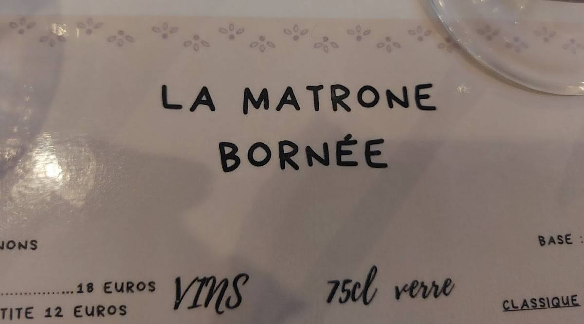 Menu de La Matrone Bornée