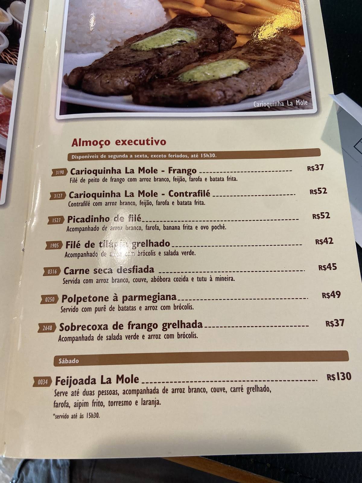 La Mole Tijuca cardápio