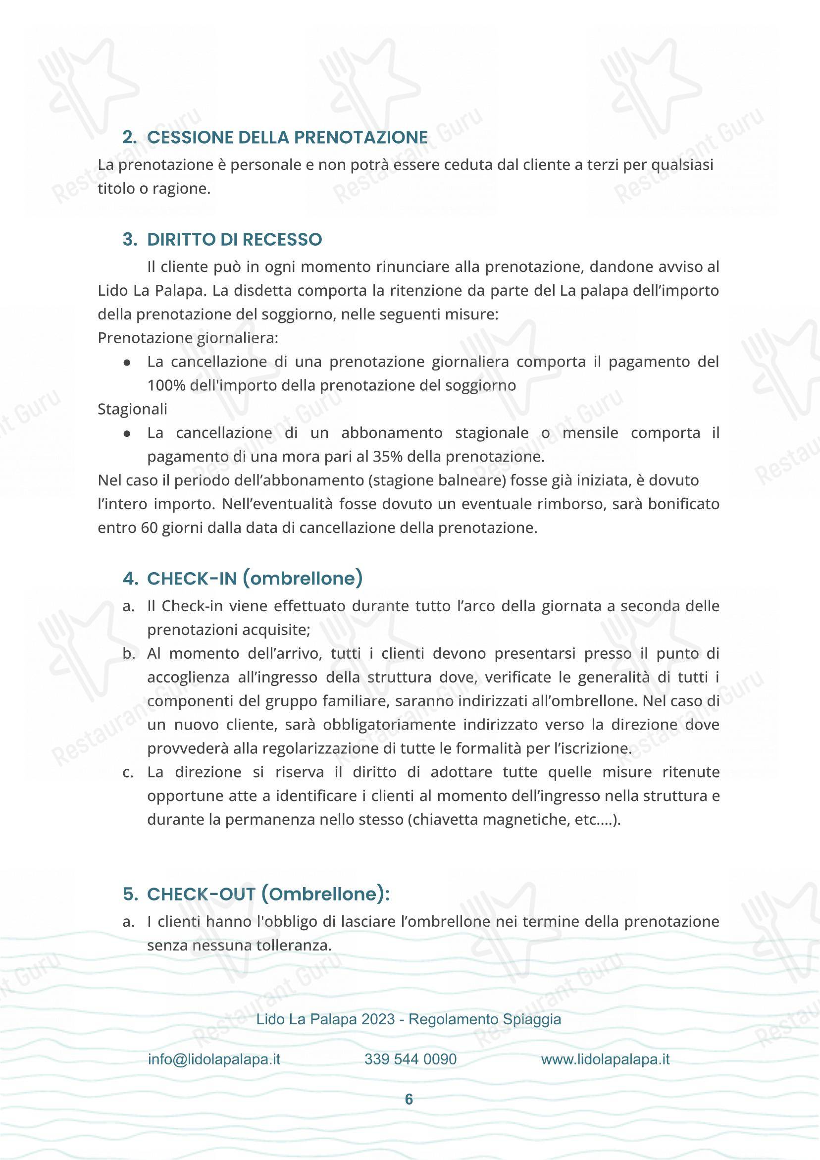 La Palapa in Montepaone Lido - Menu