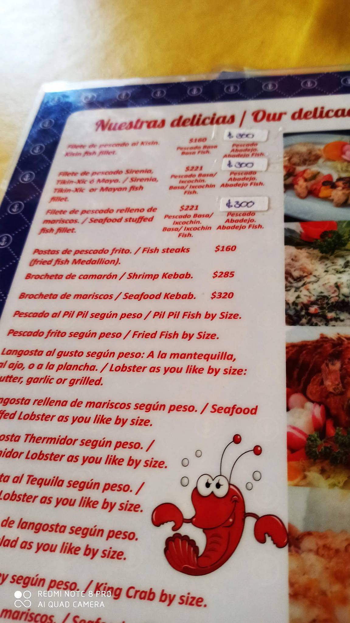 Menu at La Perlita restaurant, San Miguel de Cozumel, Calle 10 Nte 499