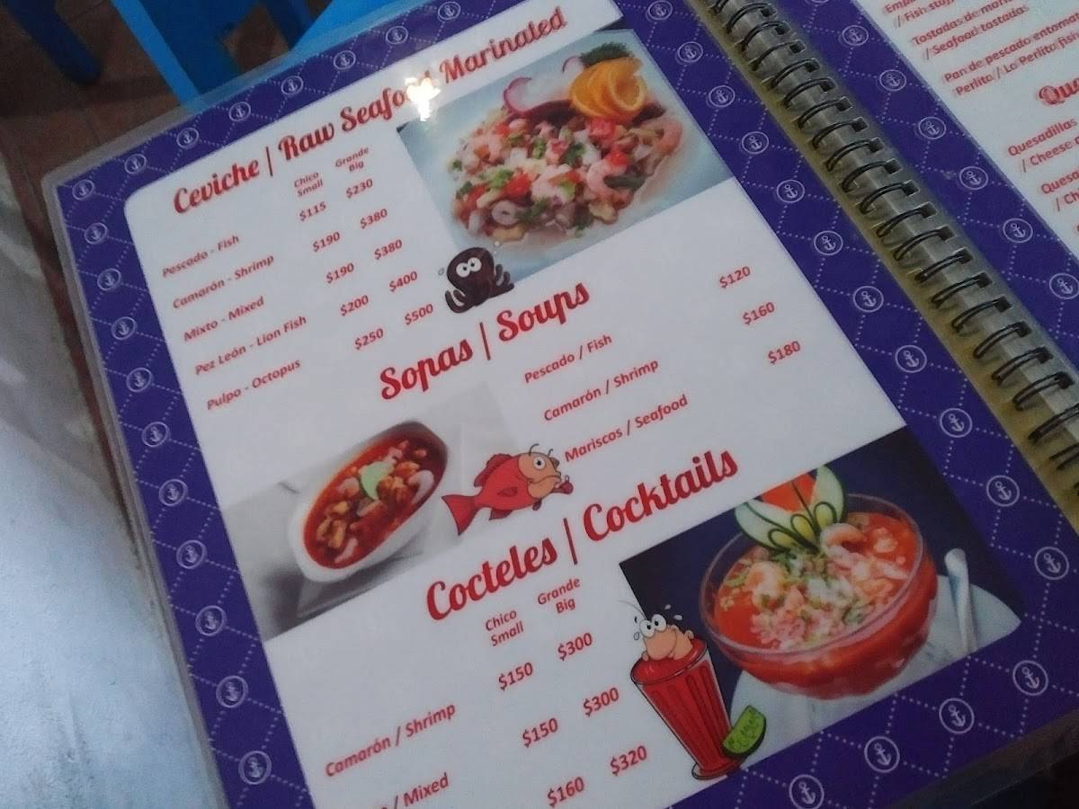 Menu at La Perlita restaurant, San Miguel de Cozumel, Calle 10 Nte 499