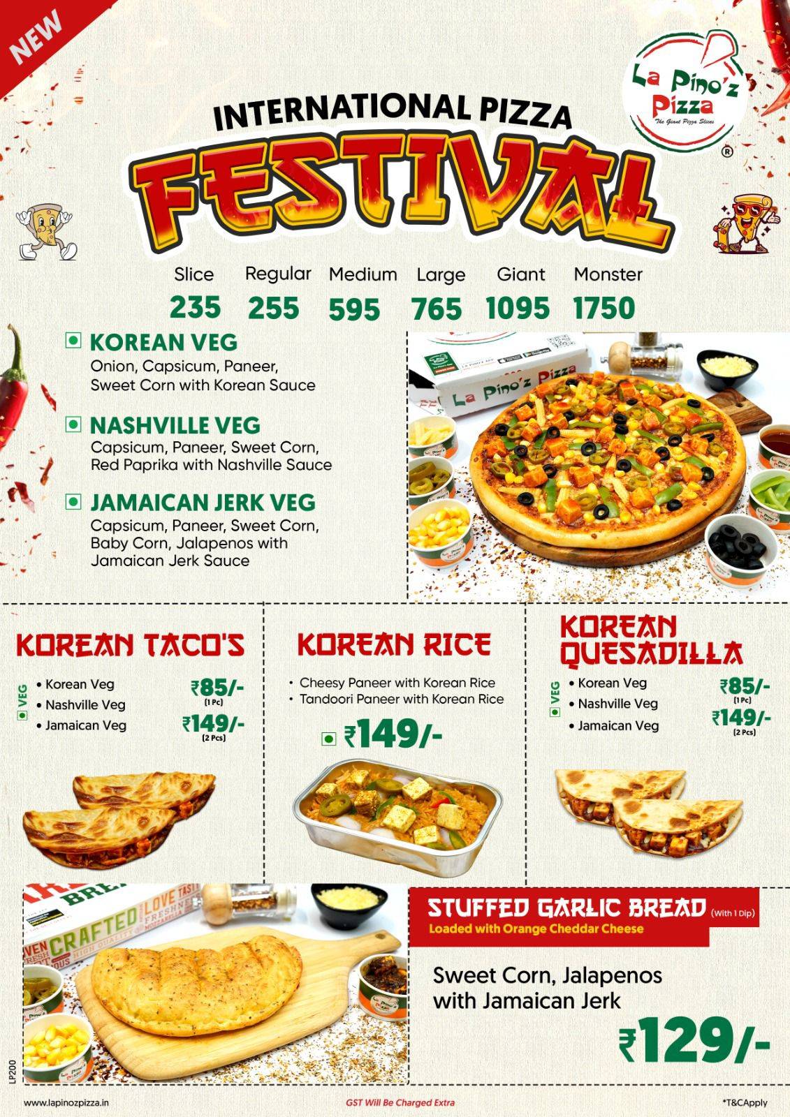 La Pino’z Pizza – Singanpor, Ved Road menu