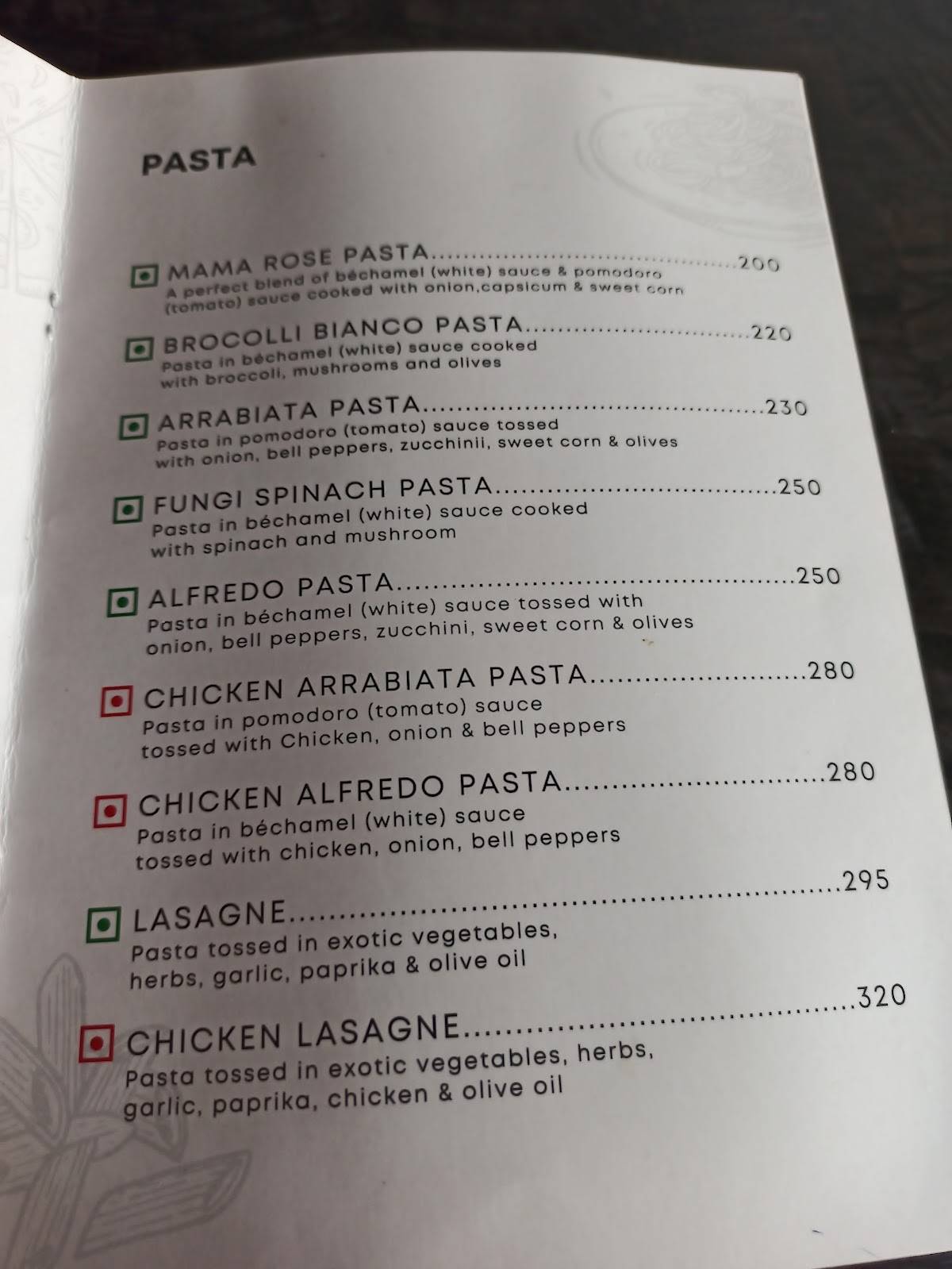 La Segreto Cafe and Resto menu