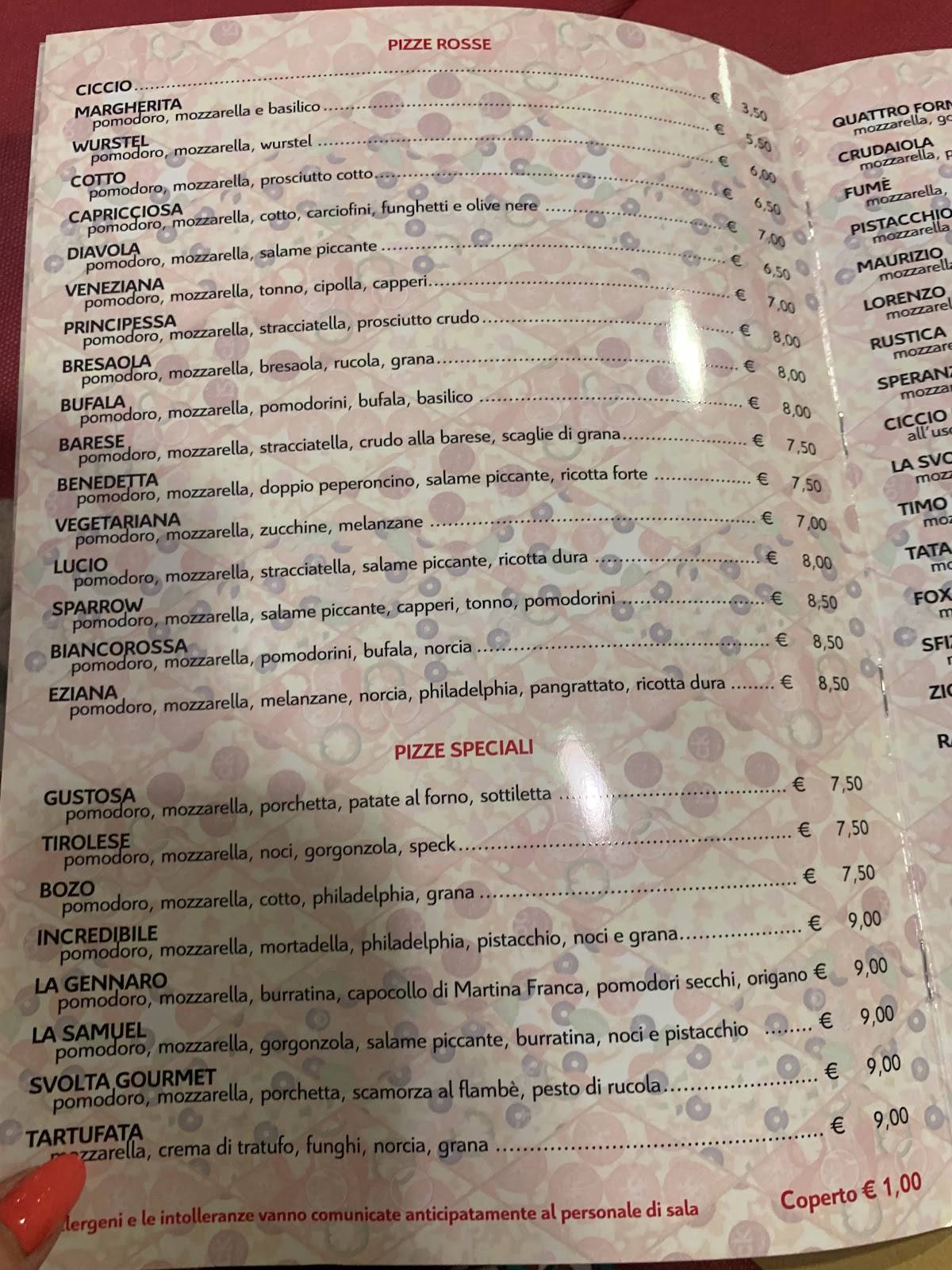 Menu di La Svolta Ristopizza 