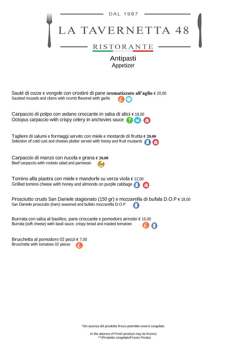Menu di La Tavernetta 48 