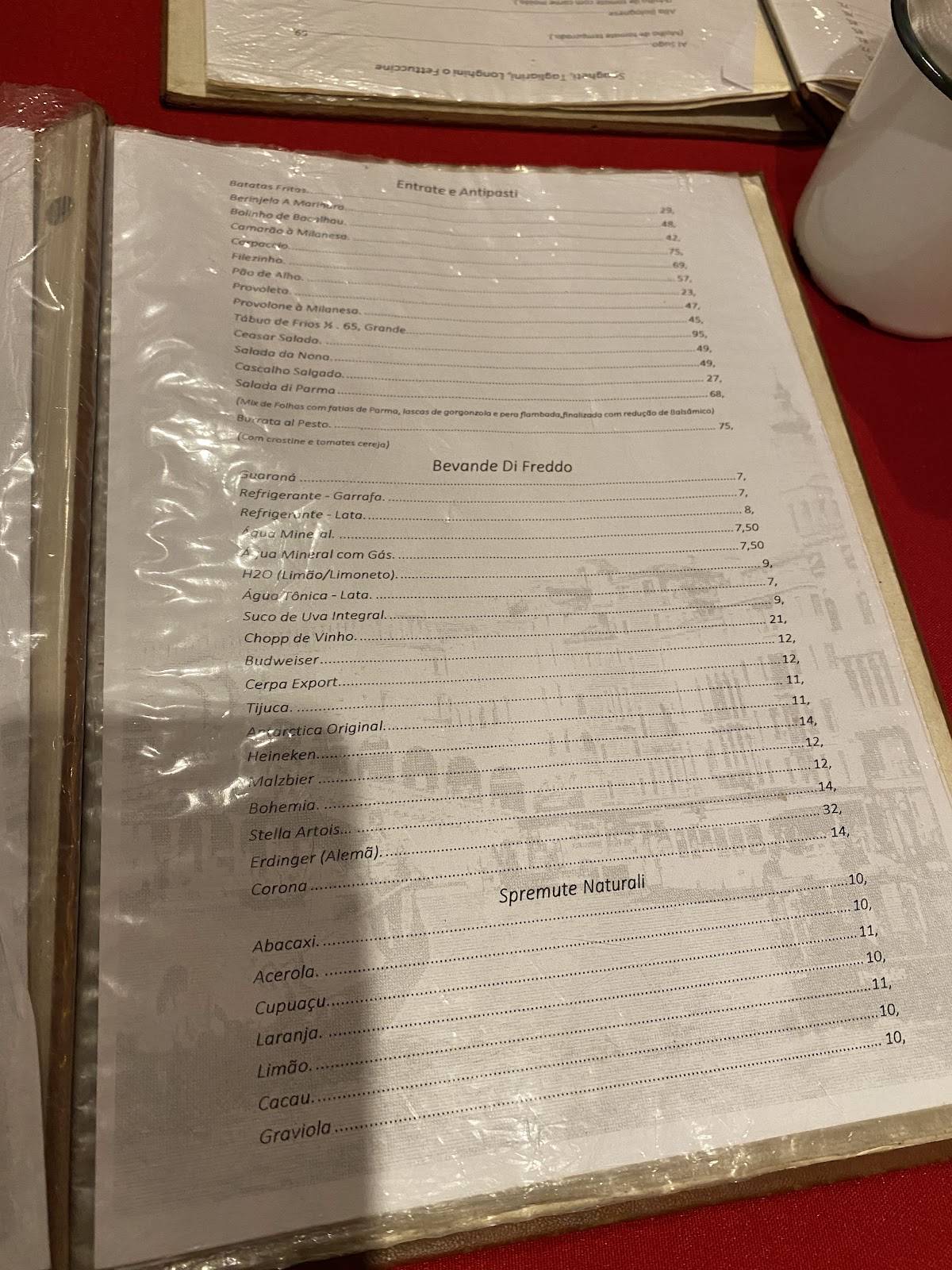 La Traviata cardápio