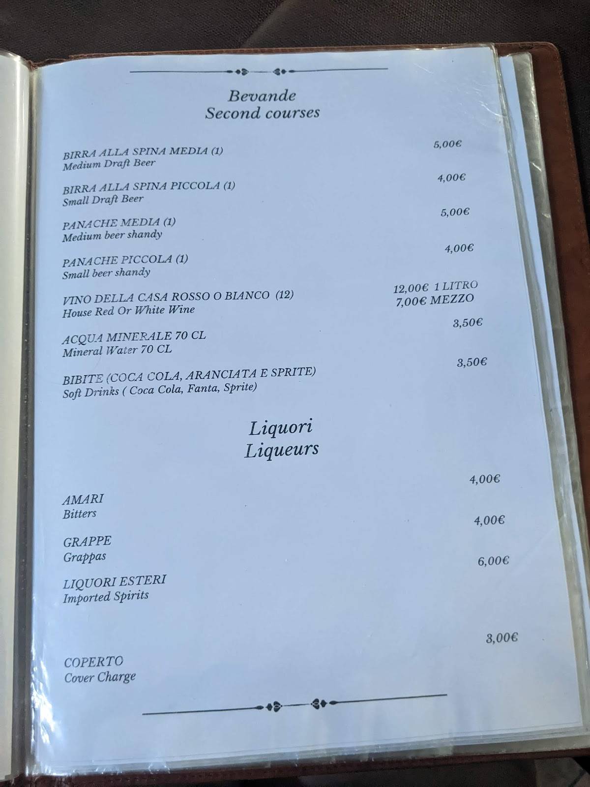 Menu di La Vecchia Trattoria 