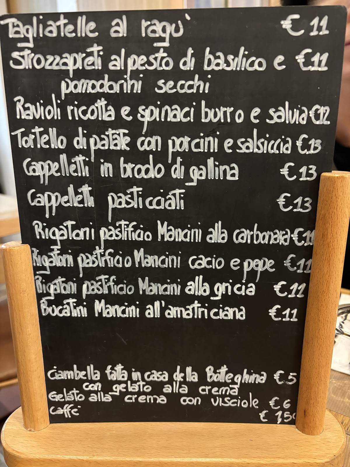 Menu di La botteghina 